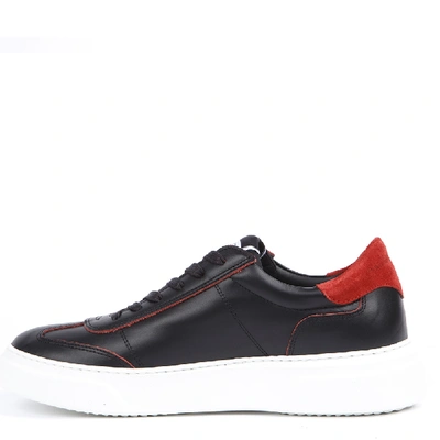 Shop Philippe Model Black And Red Leather Sneakers In Grey