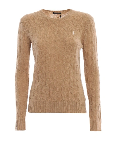 Shop Polo Ralph Lauren Camel Cable Knit Merino And Cashmere Sweater In Neutrals