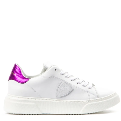 Shop Philippe Model White And Fucsia Leather Sneakers