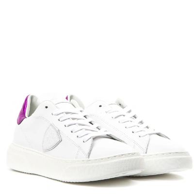 Shop Philippe Model White And Fucsia Leather Sneakers