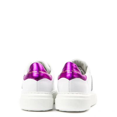 Shop Philippe Model White And Fucsia Leather Sneakers