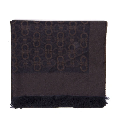 Shop Ferragamo Gancini Two Colors Wool Male Scarf In Black