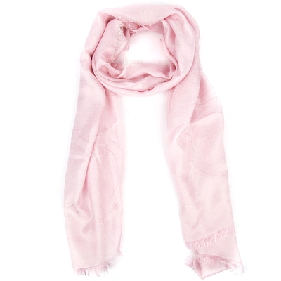 Shop Ferragamo Gancini Pink Silk & Cashmere Scarf In Neutrals