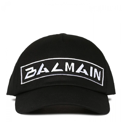 Shop Balmain Cotton Cap In Black