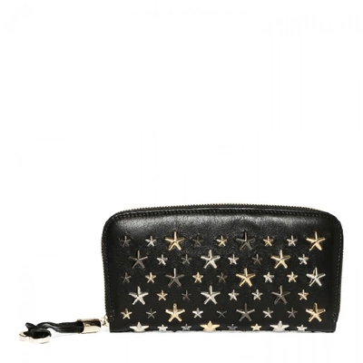 Shop Jimmy Choo Filipa Star Embellished Leather Wallet In Black