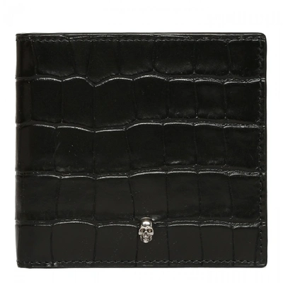 Shop Alexander Mcqueen Texturized Leather Wallet In Black
