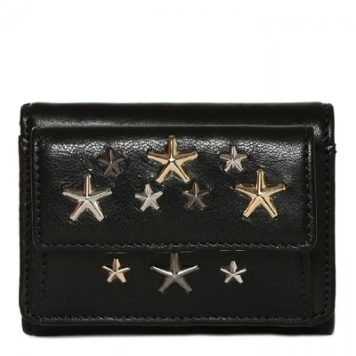 Shop Jimmy Choo Star Embellished Leather Nemo Wallet In Black