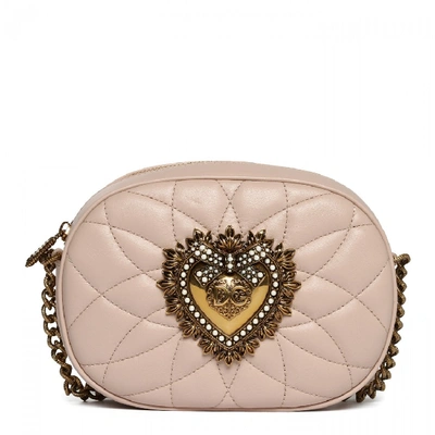 Shop Dolce & Gabbana Devotion Quilted Leather Bag In Neutrals