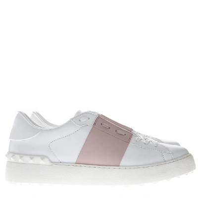 Shop Valentino Pen White & Rose Leather Sneakers