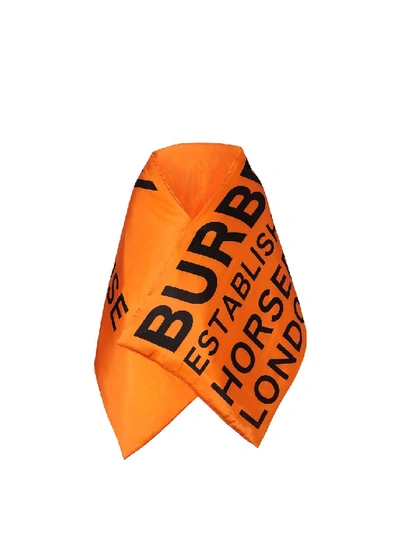 Shop Burberry Logo Print Padded Silk Scarf In Orange