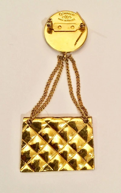 Pre-owned Chanel Gold Tone Handbag Brooch