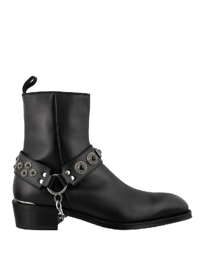 Shop Alexander Mcqueen Harness Leather Booties In Black