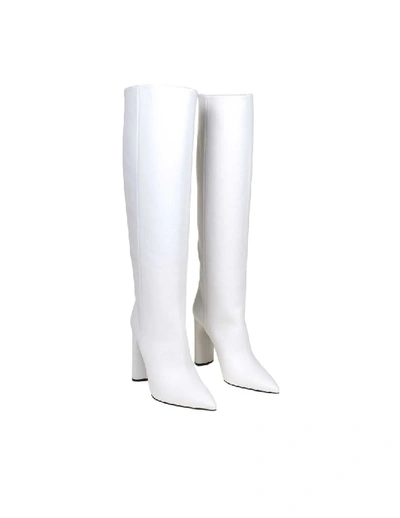 Shop Casadei Agyness Boot In White Color Leather In Red