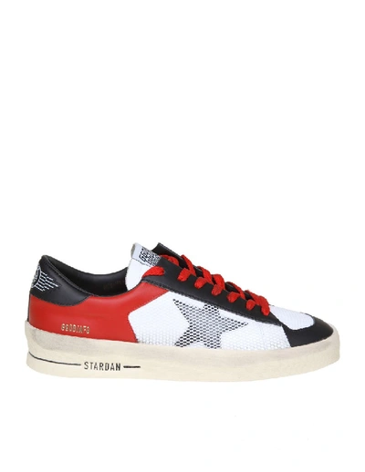 Shop Golden Goose Stardan Leather Sneakers In Neutrals