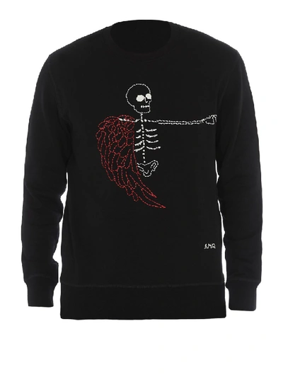 Shop Alexander Mcqueen Skeleton Embroidered Sweatshirt In Black