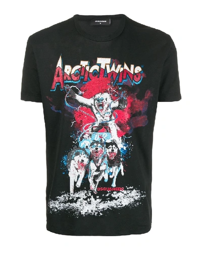 Shop Dsquared2 Arctic Twins Print T-shirt In Black