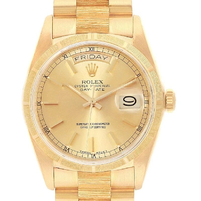 Shop Rolex President Day-date 36 Yellow Gold Bark Finish Mens Watch 18078