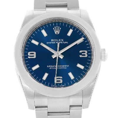 Shop Rolex Oyster Perpetual 34 Blue Dial Steel Mens Watch 114200 Unworn