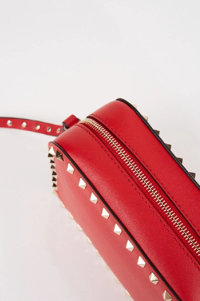 Shop Valentino Shoulder Bag ' Rockstuds Camera Bag' Cream In Red