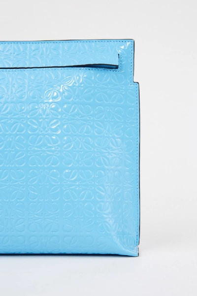 Shop Loewe Clutch 'pouch Repeat' With Logo Sky Blue