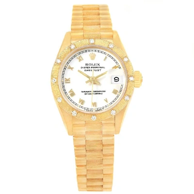 Shop Rolex President Datejust 26 Yellow Gold Diamond Ladies Watch 69288
