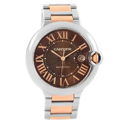 Shop Cartier Ballon Bleu Steel Rose Gold Brown Dial Unisex Watch W6920032