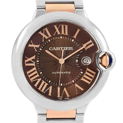 Shop Cartier Ballon Bleu Steel Rose Gold Brown Dial Unisex Watch W6920032