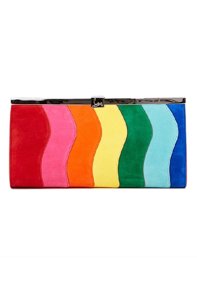 Shop Christian Louboutin Embrayage 'palmette' Multi-tone Clutch In Red