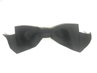 Pre-owned Chanel Vintage  Black Satin Bow Design Barrettes, Hair Clip. Classic Ribbon Design Hair Accessory. In Grey