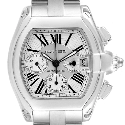 Shop Cartier Roadster Xl Chronograph Steel Mens Watch W62019x6 Box Papers