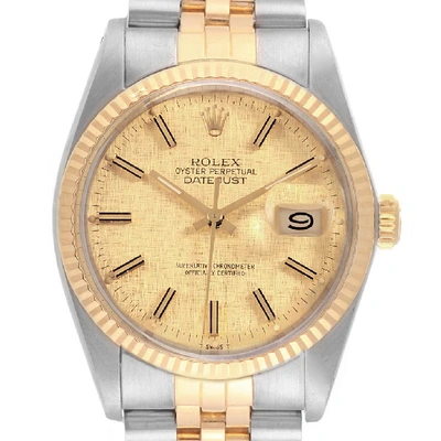 Shop Rolex Datejust 36 Steel Yellow Gold Vintage Mens Watch 16013 Box Papers