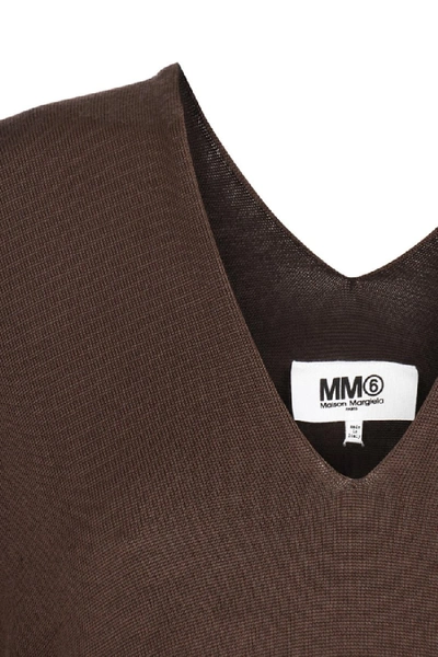 Shop Mm6 Maison Margiela Knit V-neck Dress In Black