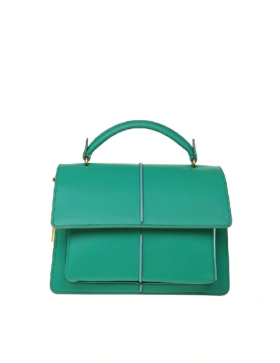 Shop Marni Shoulder Bag Attache 'green Leather In Blue
