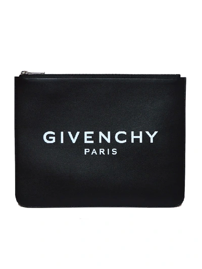 Shop Givenchy Printed Leather Pouch In Black