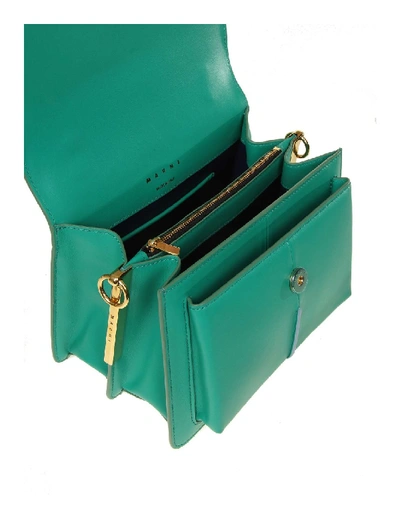 Shop Marni Shoulder Bag Attache 'green Leather In Blue