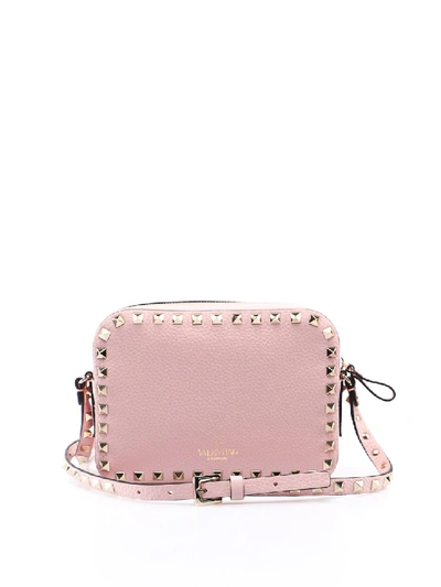 Shop Valentino Rockstud Light Pink Leather Cross Body Bag