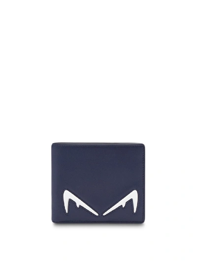 Shop Fendi Diabolic Eyes Detail Leather Wallet In Grey