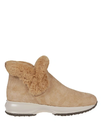 Shop Hogan Interactive Suede Slip-on Booties In Neutrals