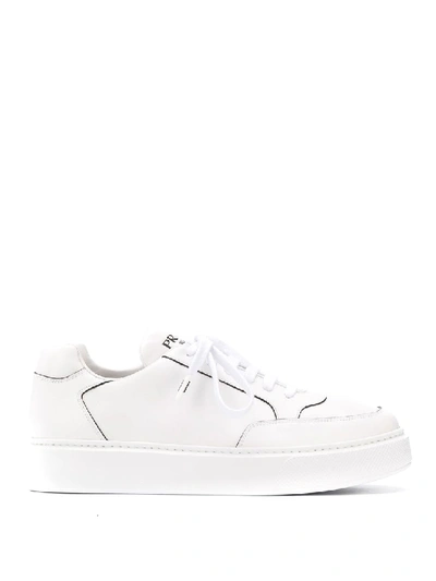 Shop Prada Street Eighty Smooth Leather Sneakers In White