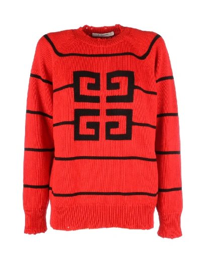 Shop Givenchy Printed Sweater In Red