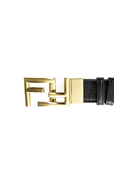 Shop Fendi Logo Buckle Black Leather Belt