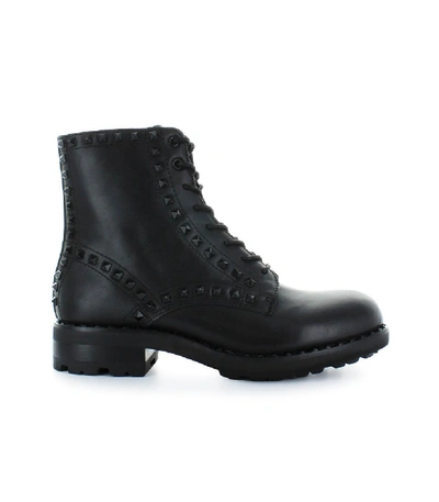 Shop Ash Black Leather Studs Wolf Boots