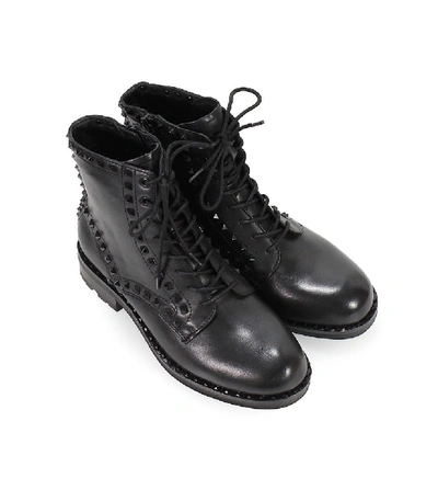 Shop Ash Black Leather Studs Wolf Boots