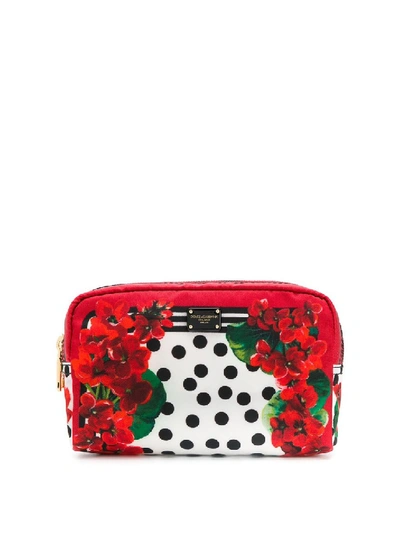 Shop Dolce & Gabbana Portofino-print Nylon Beauty Case In Red