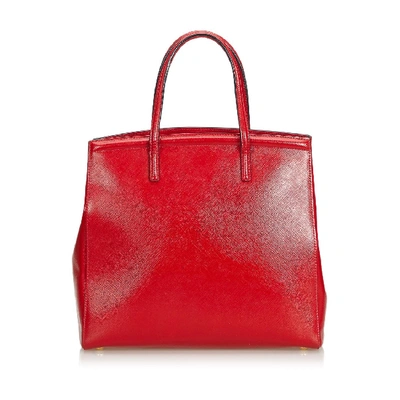 Pre-owned Prada Saffiano Vernice Leather Satchel In Red