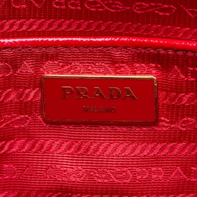 Pre-owned Prada Saffiano Vernice Leather Satchel In Red
