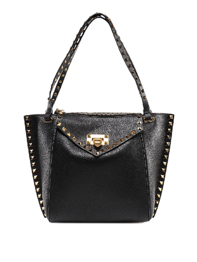 Shop Valentino Rockstud Hype Small Tote In Black