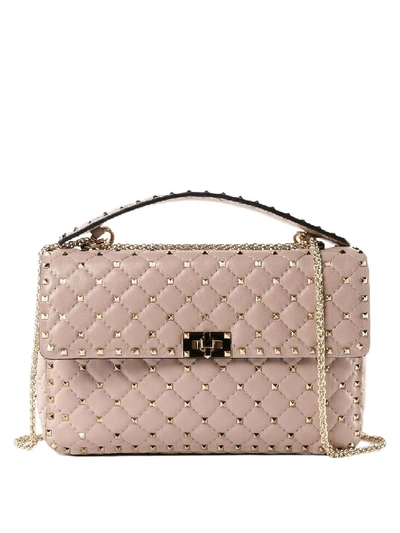 Shop Valentino Rockstud Spike Large Lambskin Bag In Pink