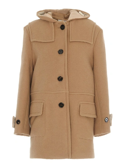Shop Chloé Wool And Mohair Hooded Coat In Neutrals