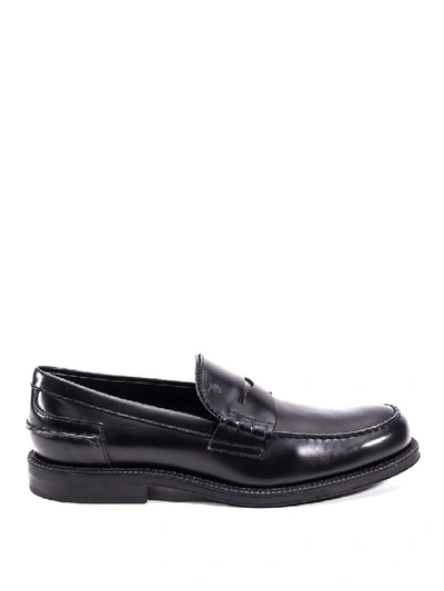 Shop Tod's Black Leather Loafers